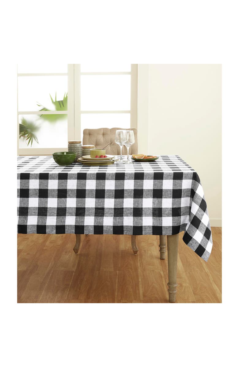 Solino Home Linen Tablecloth - Buffalo Check, Main, color, Black And White