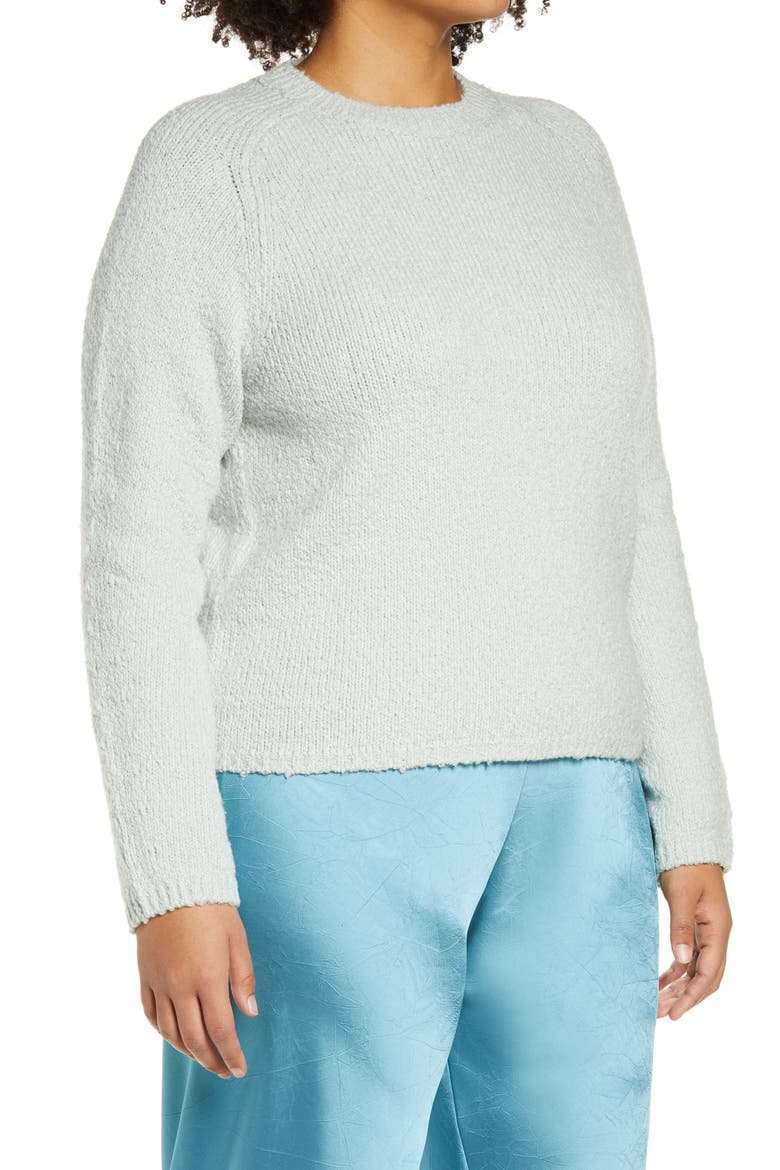 Crewneck Organic Cotton Blend Pebbled Sweater, Alternate, color, MINT
