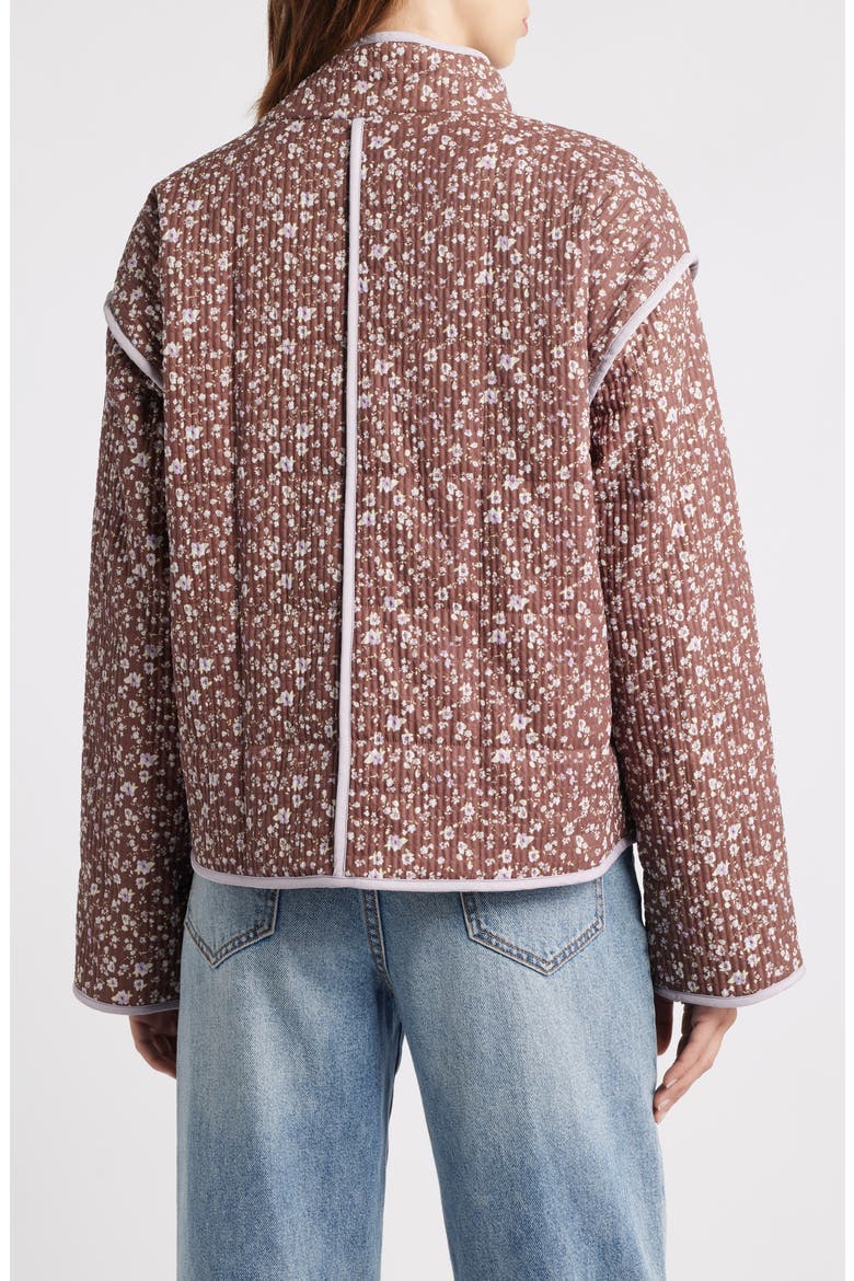 Floral Quilted Jacket, Alternate, color, BROWN COMBO