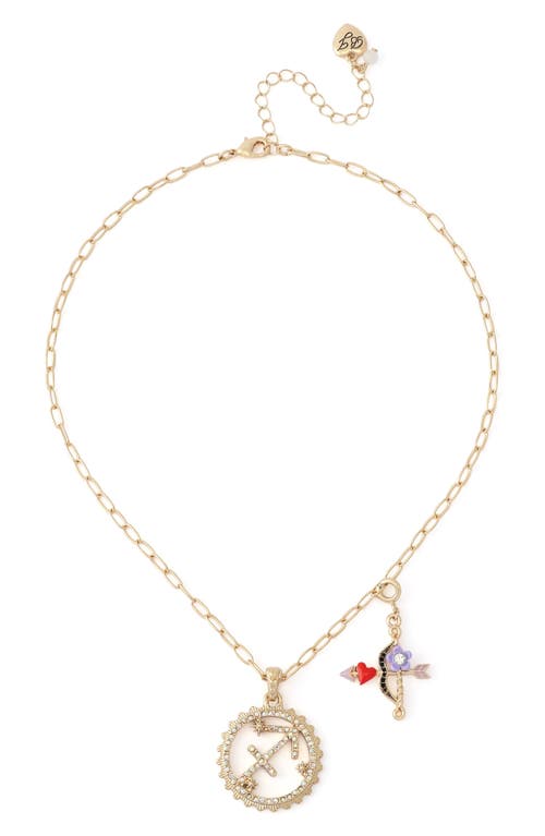 Betsey Johnson Gemini Charm Pendant Necklace in Purple-Sagittarius at Nordstrom