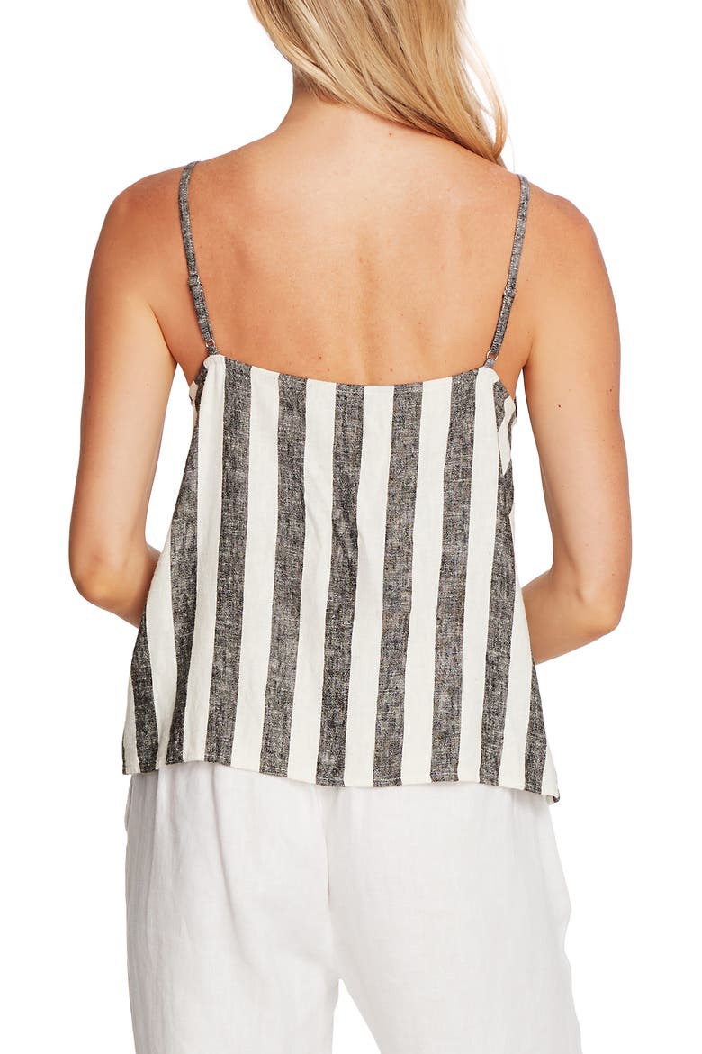 Bold View Stripe Linen Blend Tank Top, Alternate, color, RICH BLACK