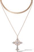 Jessica Simpson Layered Cross Necklace with Crystals