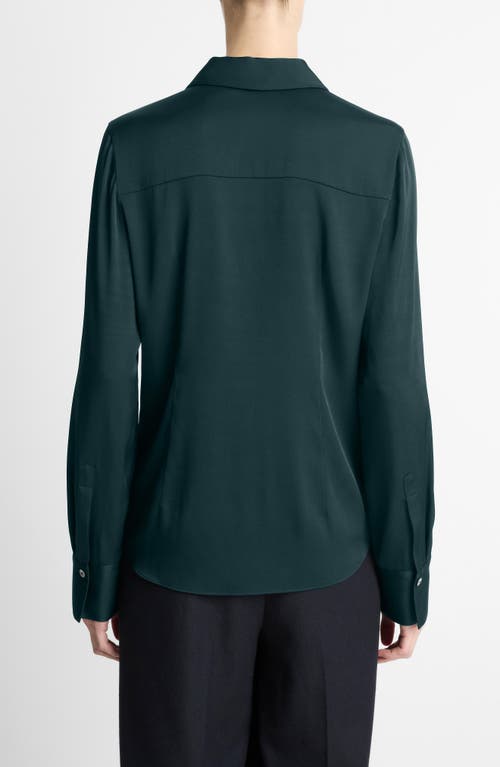 Vince Slim Fit Silk Blend Button-up Shirt In Green