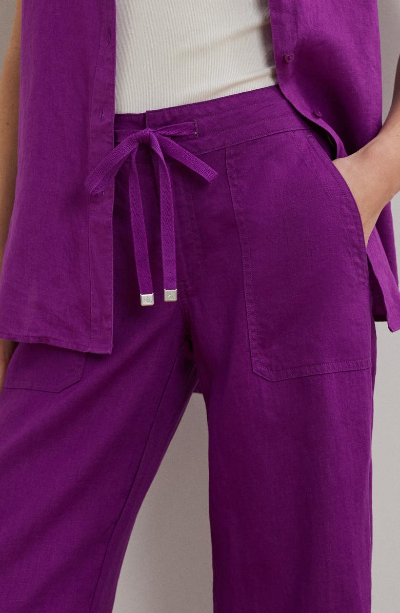 Lauren Ralph Lauren Wide Leg Linen Pants, Alternate, color, Purple Dawn