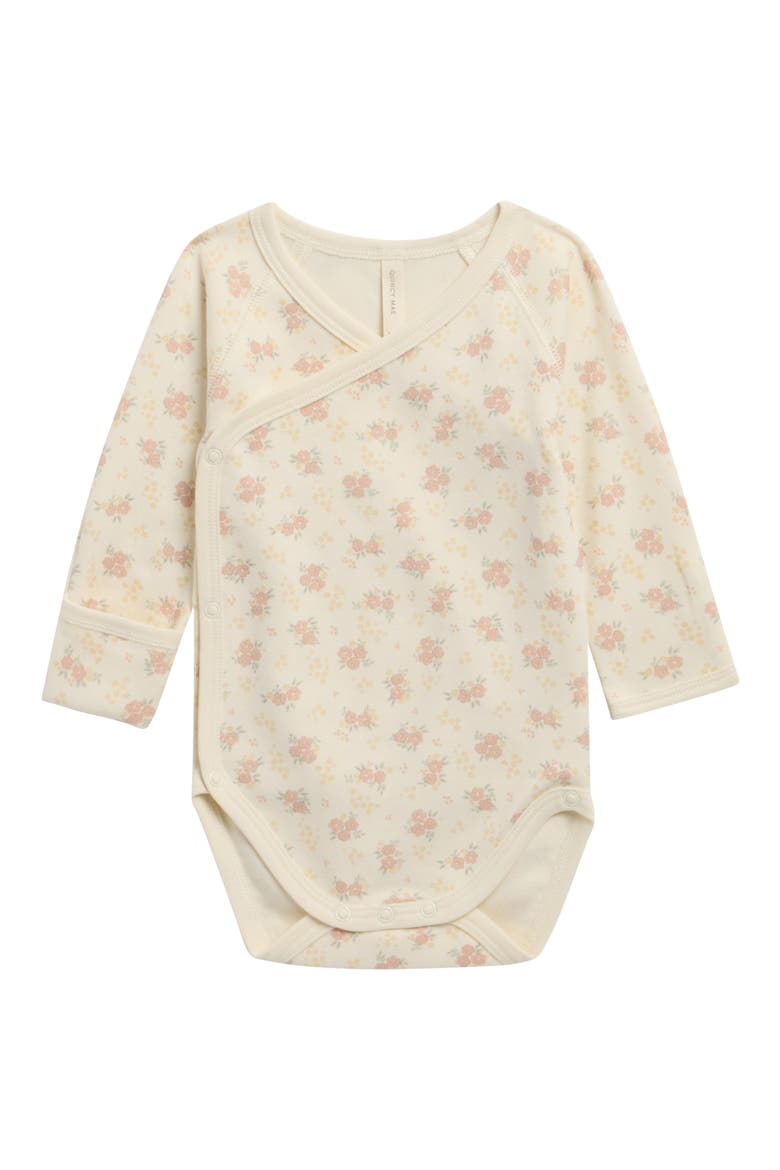 Flower Field Long Sleeve Cotton Bodysuit, Main, color, IVORY