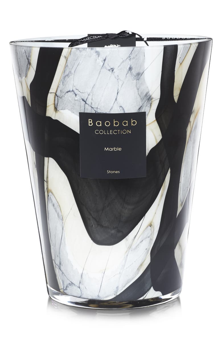 Baobab Collection Stones Marble Candle, Main, color, Black/ Beige/ White