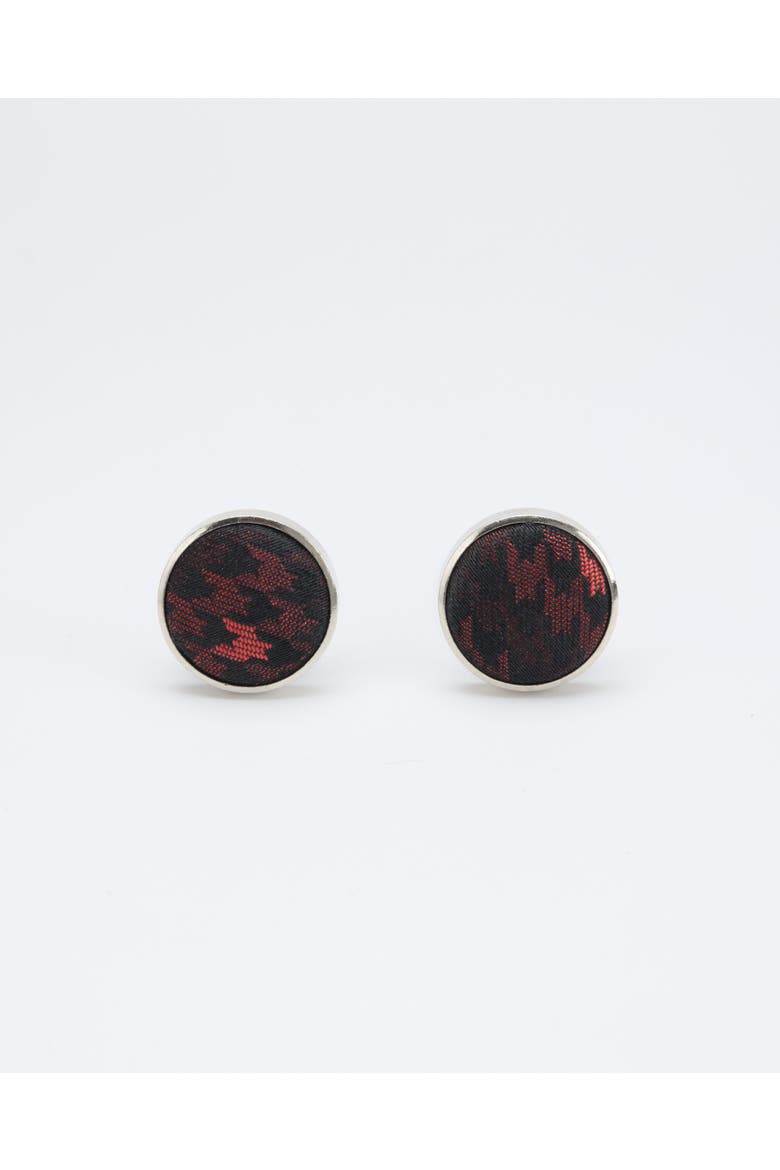 Houndstooth Mosaic Silk Cufflinks, Main, color, Red