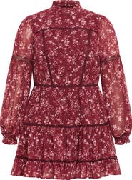 City Chic Elise Floral Long Sleeve Tiered Minidress