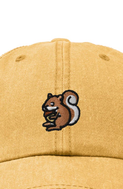 Dalix Squirrel Embroidered Outdoor Cap In Washed Gold