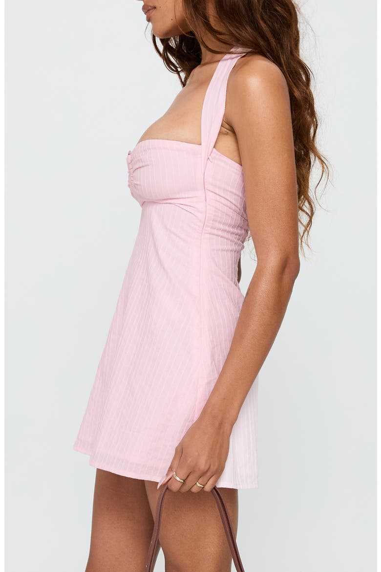 Isabetta Recycled Cotton Halter Minidress, Alternate, color, PINK