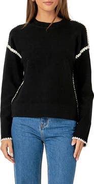 English Factory Embroidered Crewneck Sweater