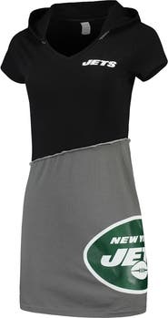 REFRIED APPAREL Women's Refried Apparel Black/Gray New York Jets Sustainable Hooded Mini Dress