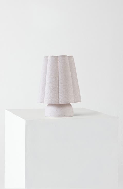 Kylie 9" Modern LED Desk Lamp with Cream Linen Shade and Ceramic Base, Bulb Included