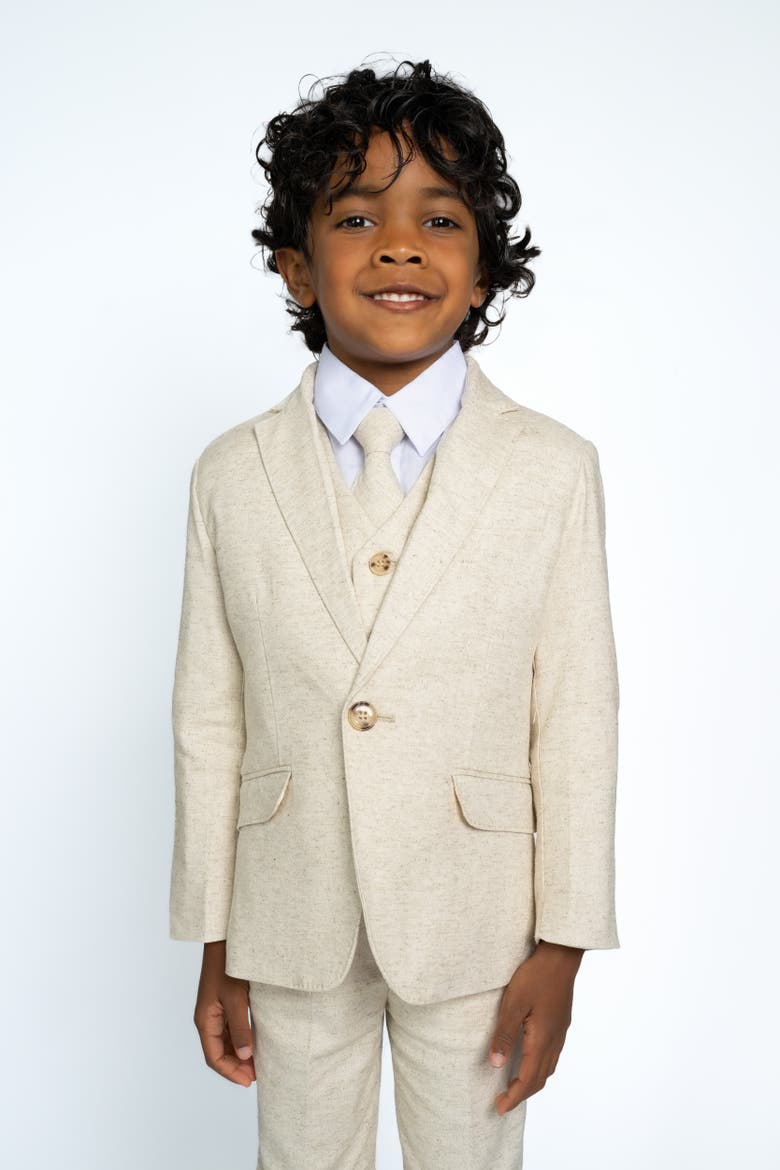 Kids' Oasis 5-Piece Slim Fit Linen Suit, Alternate, color, Sand