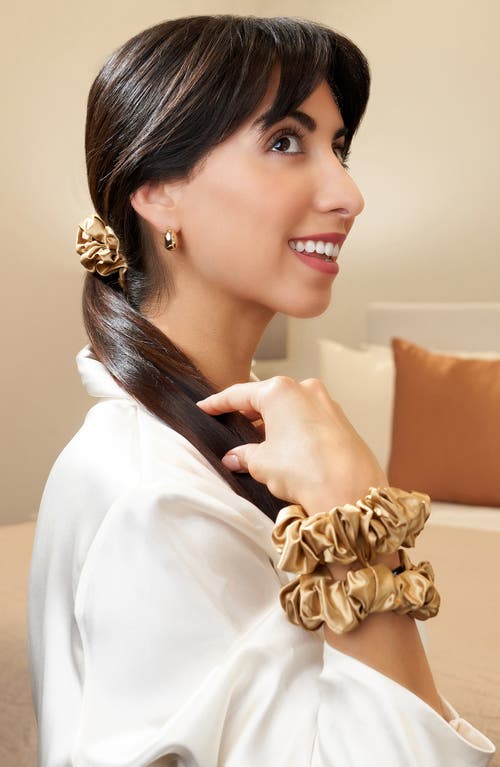 Blissy 3-pack Silk Scrunchies In Gold