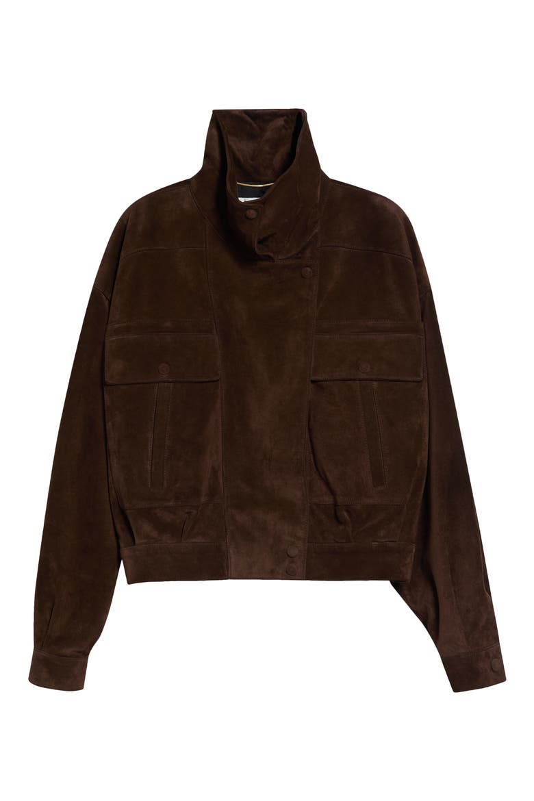 Calfskin Suede Jacket, Main, color, EBENE