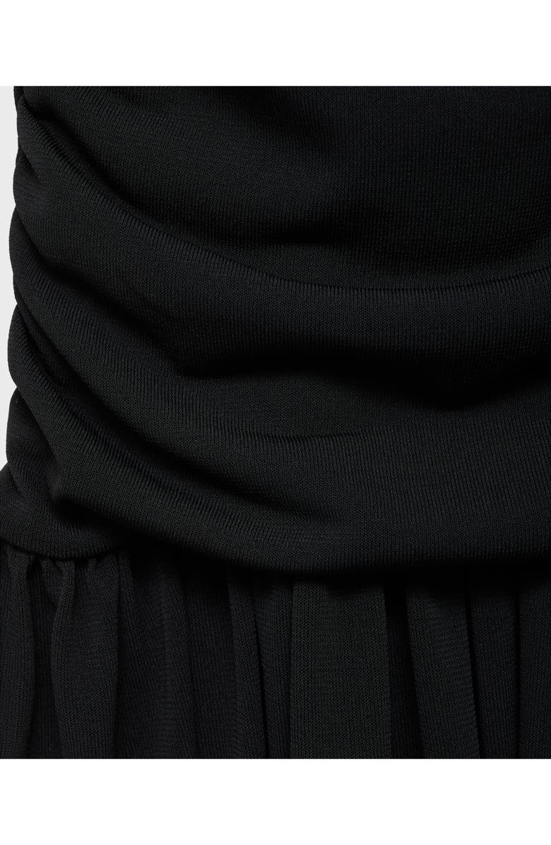 MANGO Gathered Sleeveless Midi Dress, Alternate, color, Black