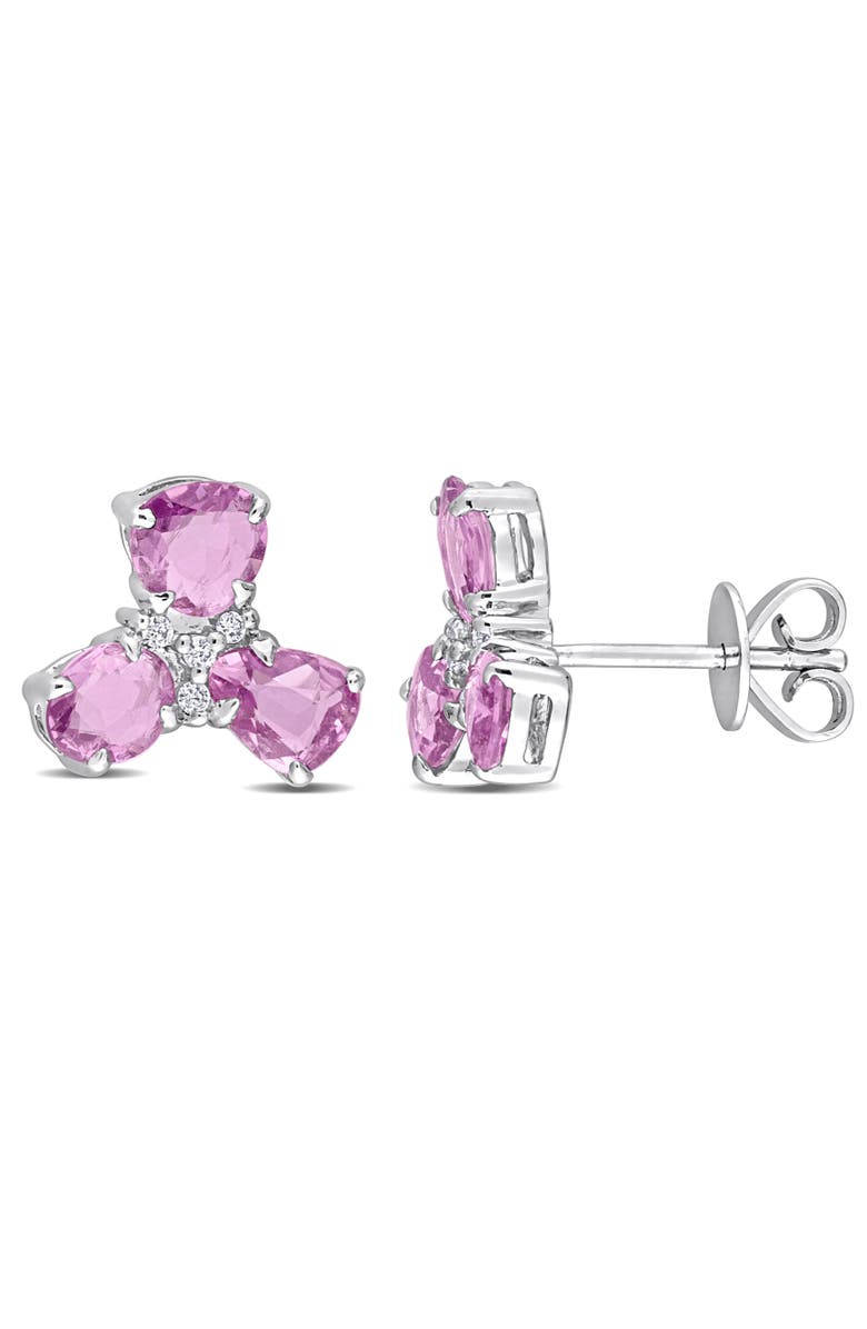 Julianna B. Sapphire & Diamond 3-Stone Stud Earrings, Main, color, 