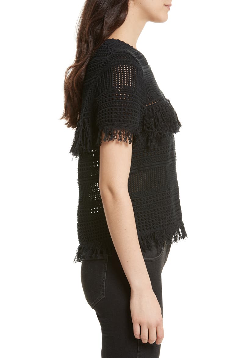 Miwok Crochet Top, Alternate, color, BLACK