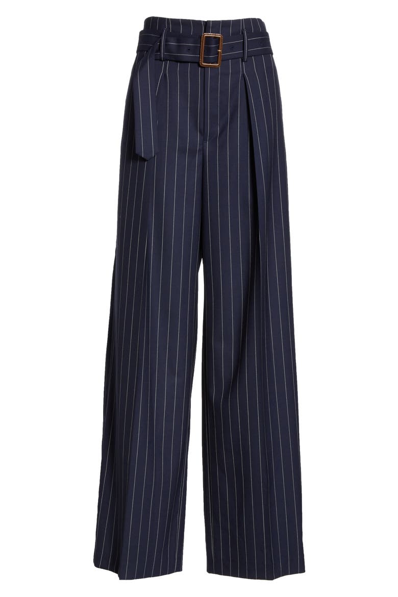 Pinstripe Wool Leg Pants, Alternate, color, CRUISE NAVY/ CREAM PINSTRIPE
