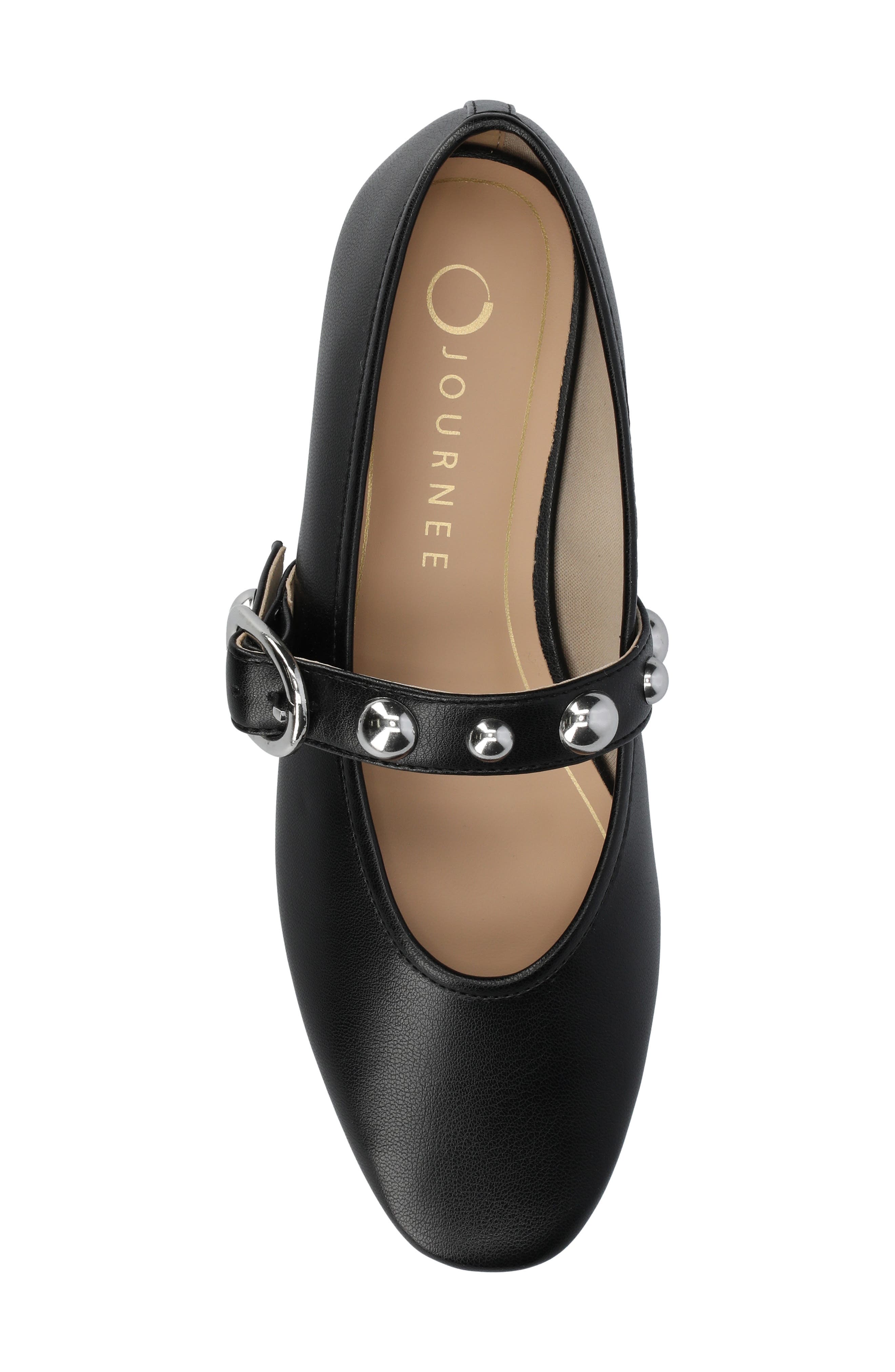 Journee Collection Naveah Studded Ballet Flat, Alternate, color, Black