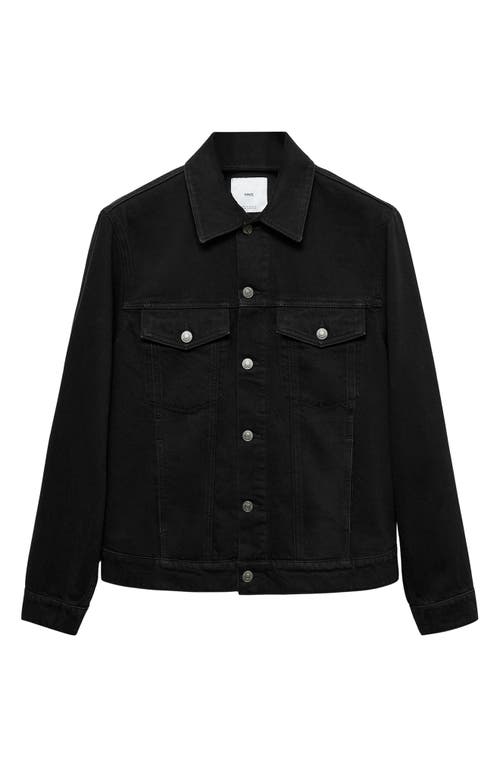 Mango Denim Jacket In Black