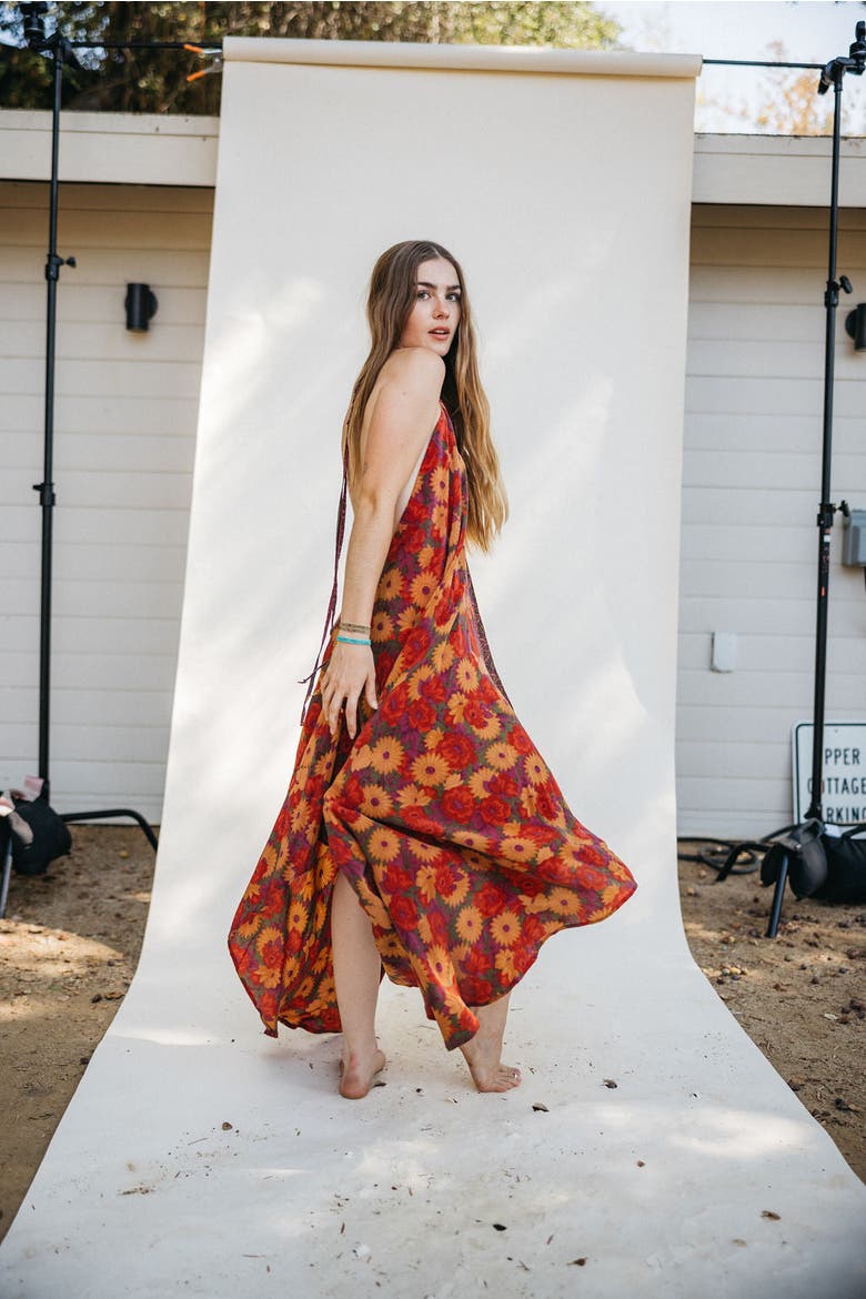 Classic Silk Dress Moss, Alternate, color, Red