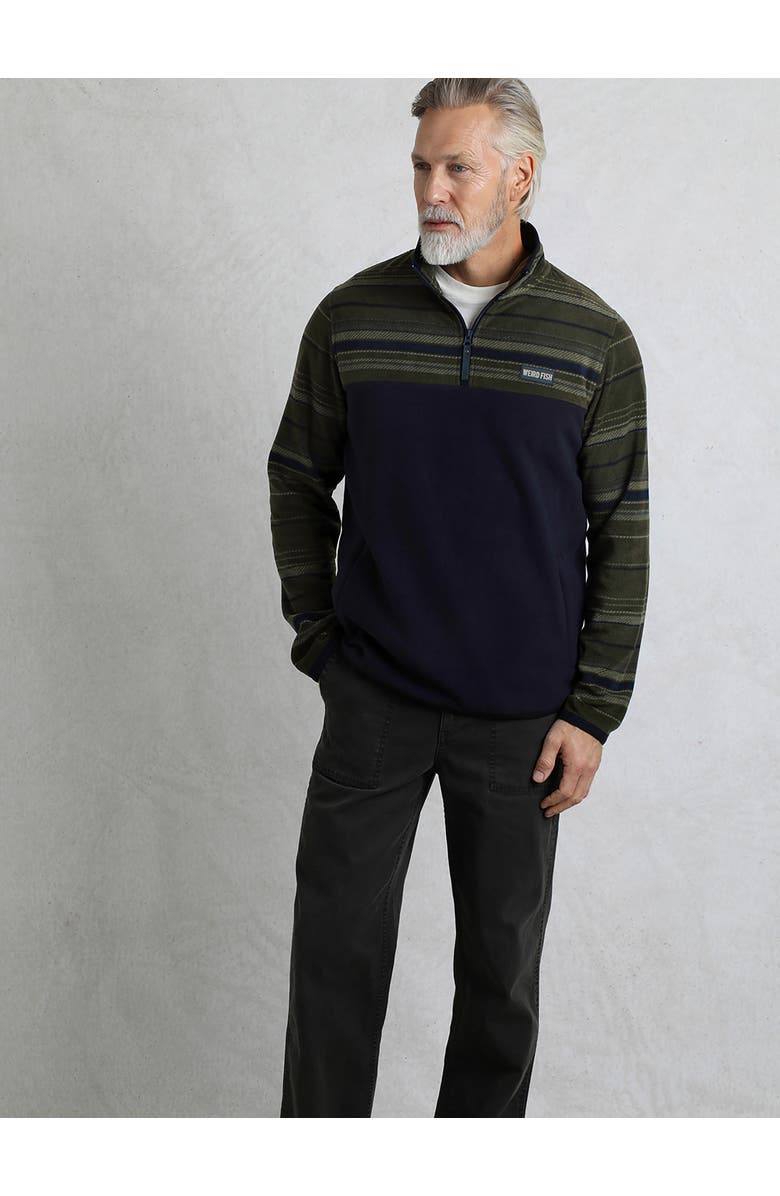 Weird Fish Gilbert 1/4 Zip Striped Microfleece, Alternate, color, Fir Green