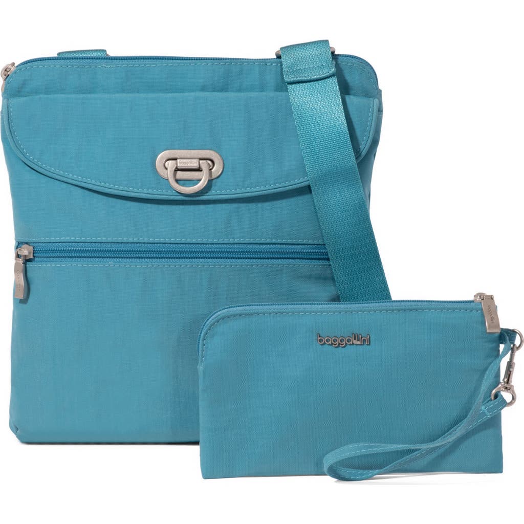 Baggallini Coastal Flip Lock Slim Crossbody In Seaside Blue