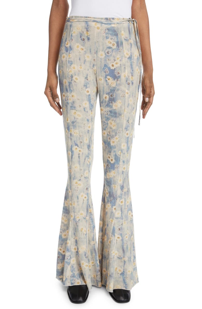 Acne Studios Pikan Floral Print Flare Leg Pants, Main, color, 