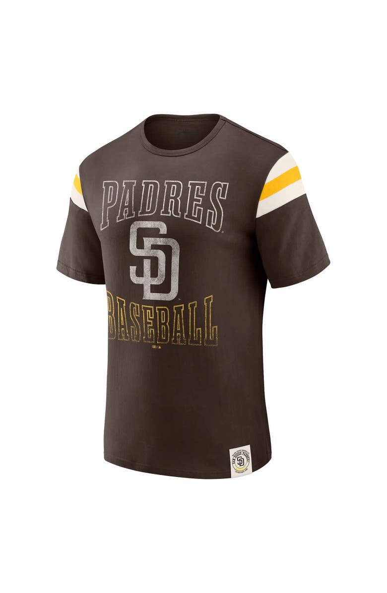 Darius Rucker Collection by Fanatics Men's Darius Rucker Collection by Fanatics Brown San Diego Padres Distressed Sleeve Stripe T-Shirt, Alternate, color, Brown