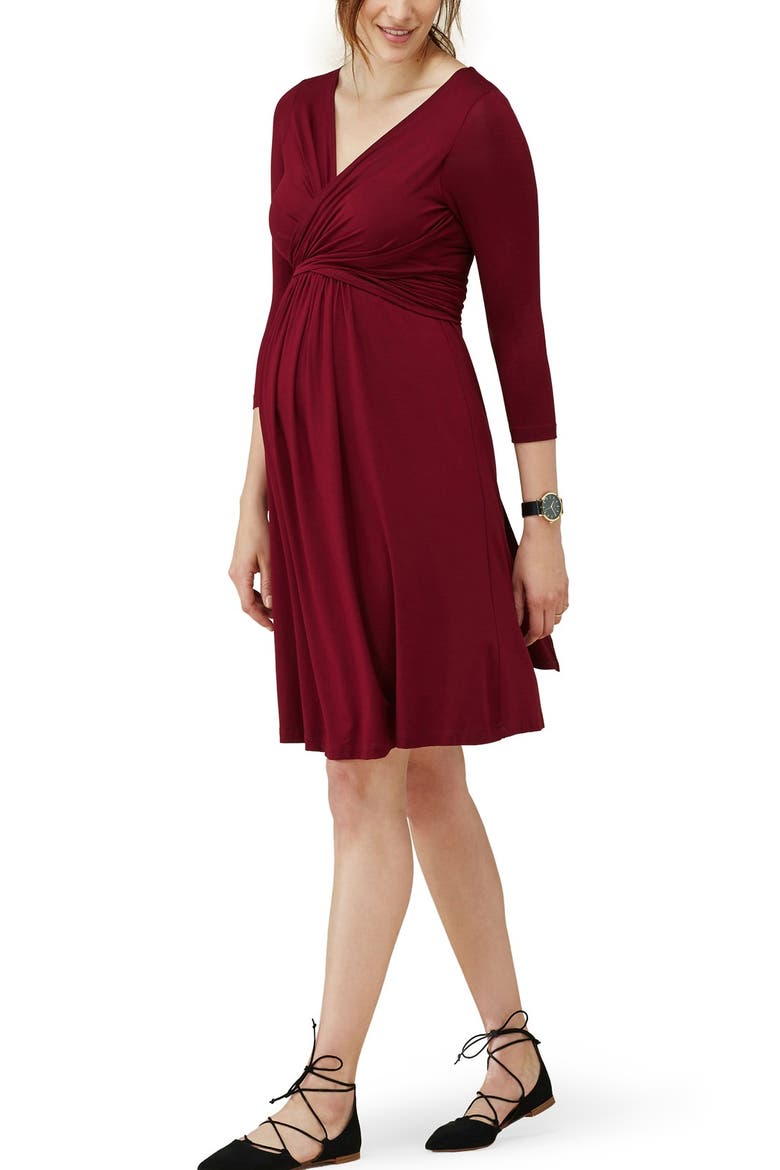 Emily Maternity Dress, Main, color, BITTER CHOCOLATE