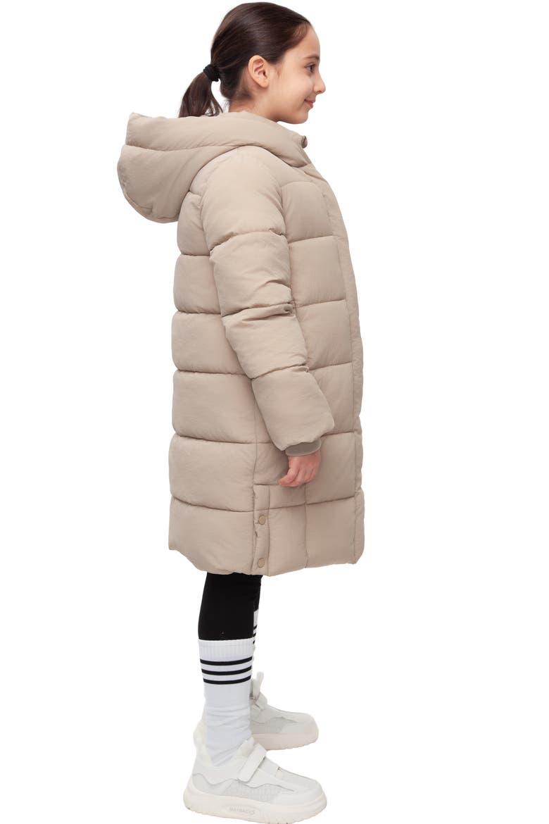 Kids' Knee Length Puffer Coat, Alternate, color, Beige