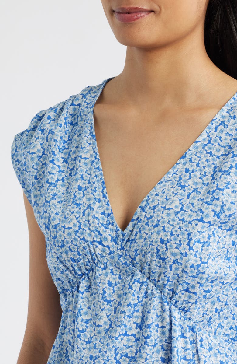 Bobeau Floral Print Midi Dress, Alternate, color, Blue Floral Combo