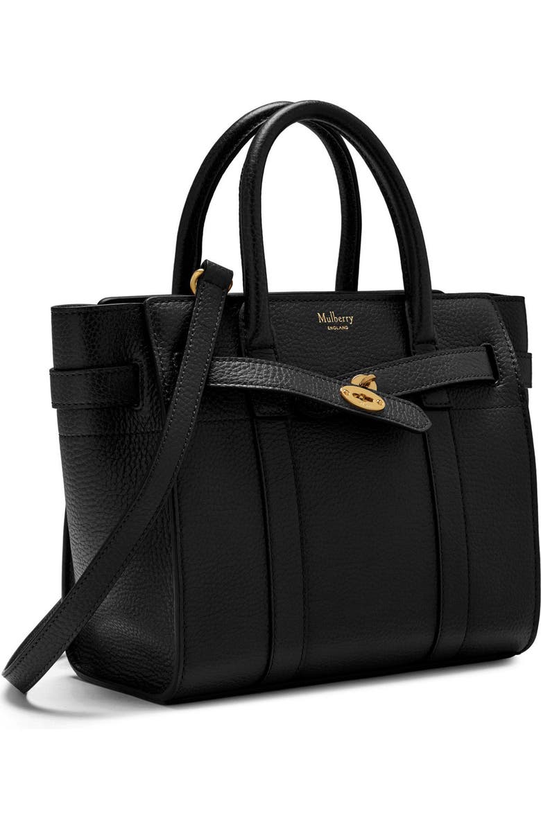 Mulberry Small Zipped Bayswater Leather Satchel, Alternate, color, Black