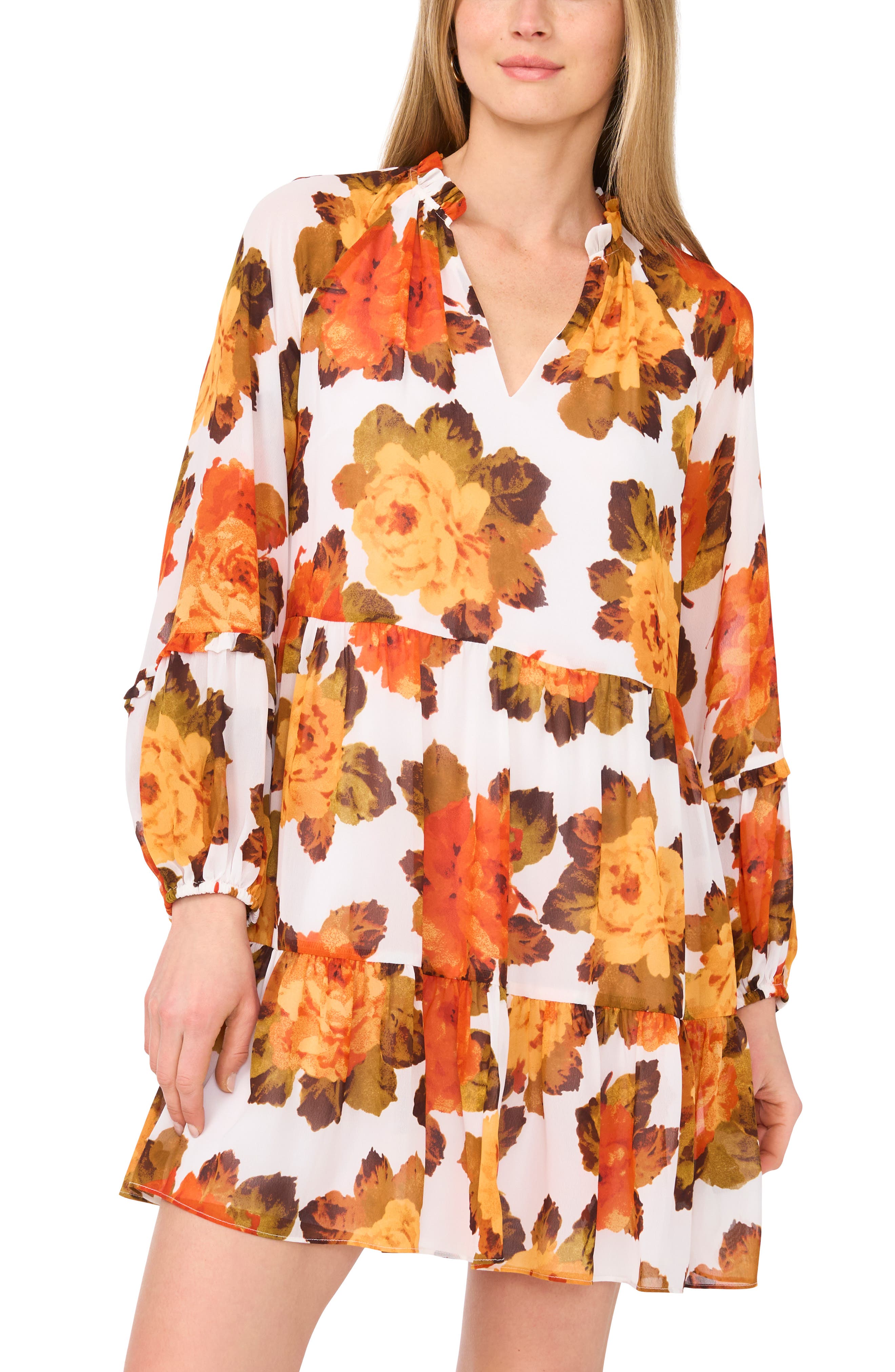 womens long sleeve babydoll dress KIRUNDO Long Sleeve Baby Doll Dresses Women 2026 Casual Summer Fall Ruffle Mock Neck Tiered Mini Flowy Swing Shift Dress(Apricot, Small) at Amazon Women's Clothing store