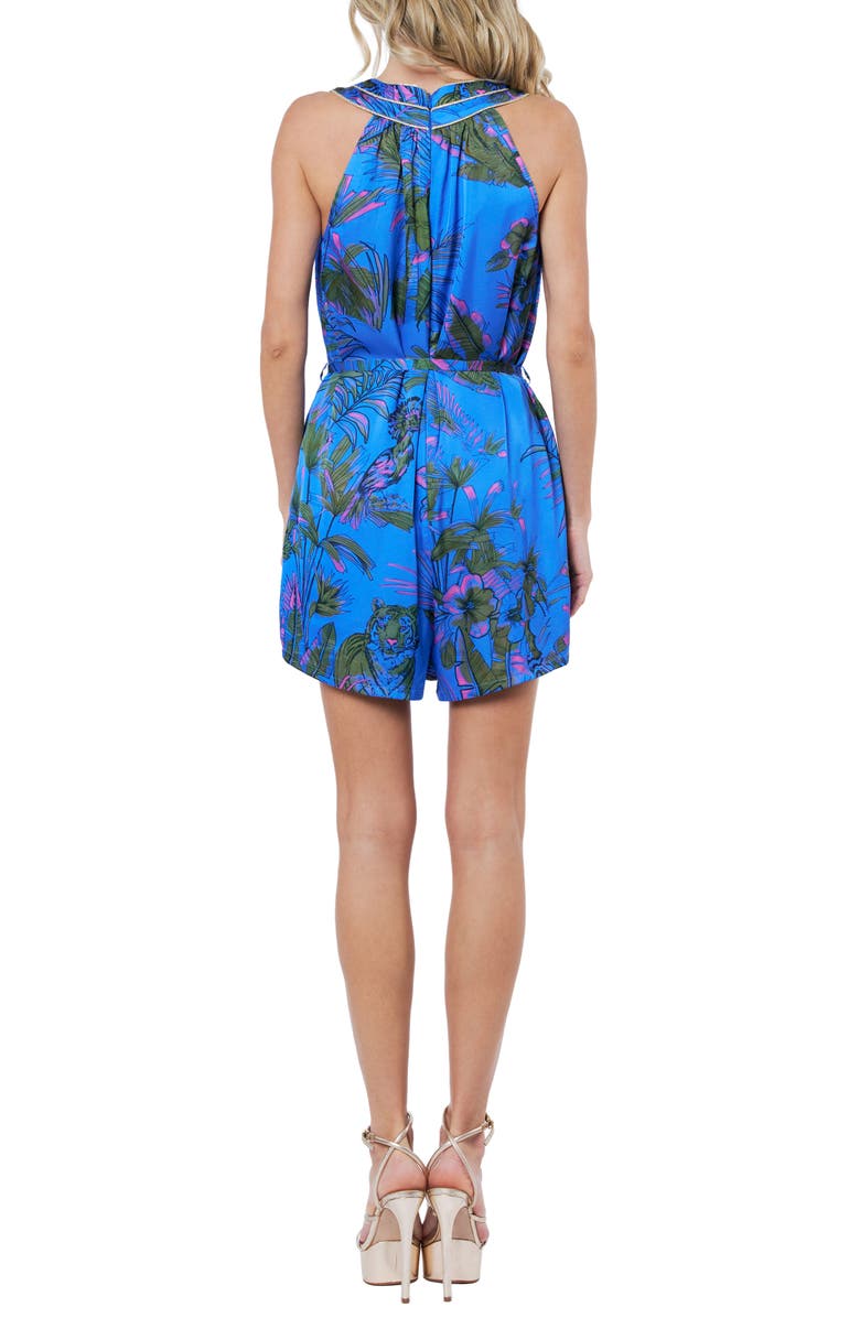 CIEBON Stace Tropical Floral Print Romper, Alternate, color, Blue Multi