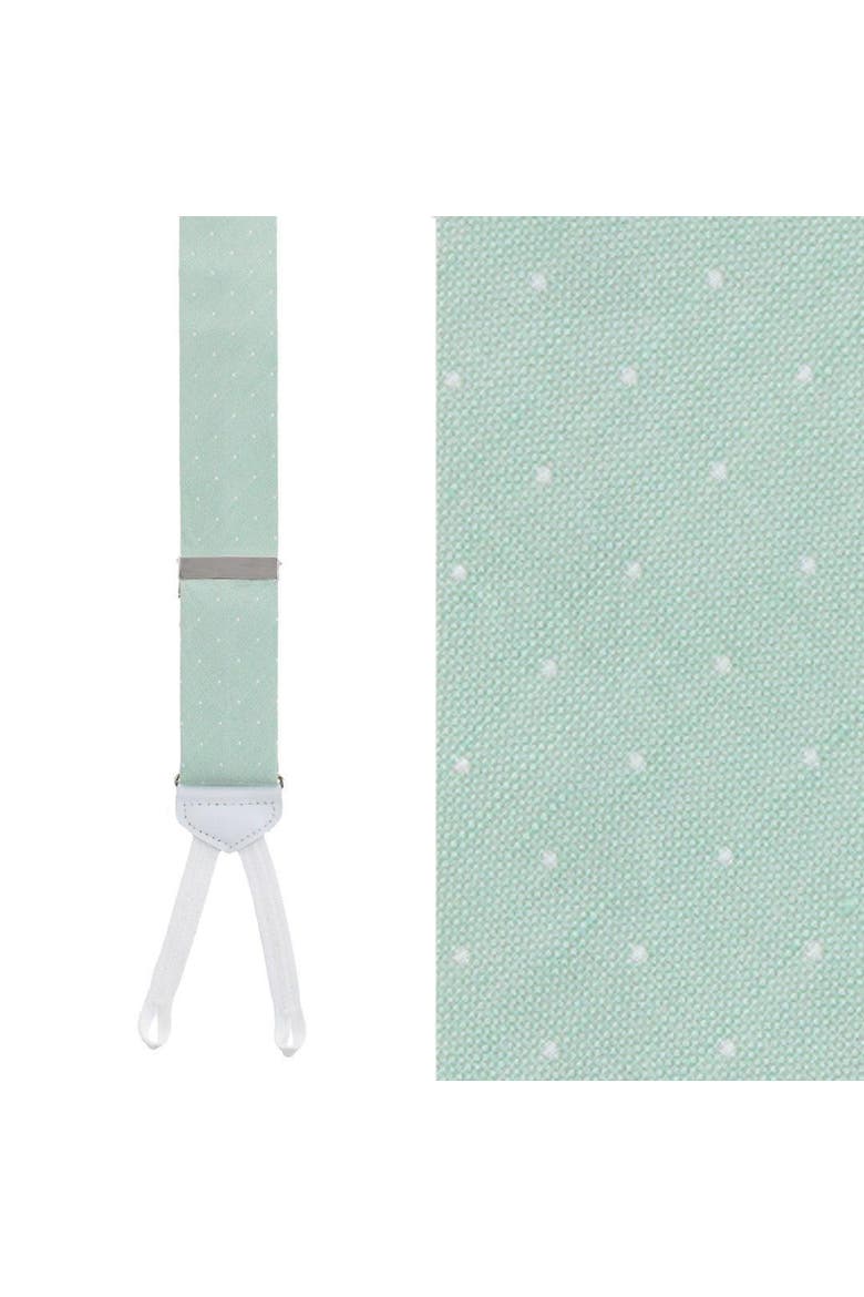 Churchill Chambray Polka Dot Linen Blend Formal End Suspenders, Main, color, Light Green with Polka Dots