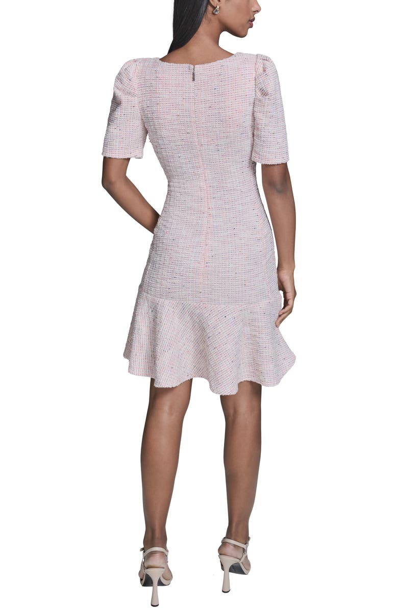 KARL LAGERFELD Frill Hem Metallic Tweed Dress, Alternate, color, Pink Multi