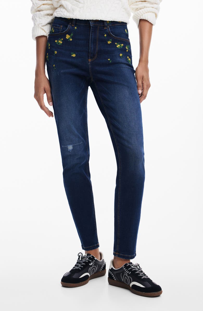 Desigual Akira Distressed Skinny Jeans, Main, color, 