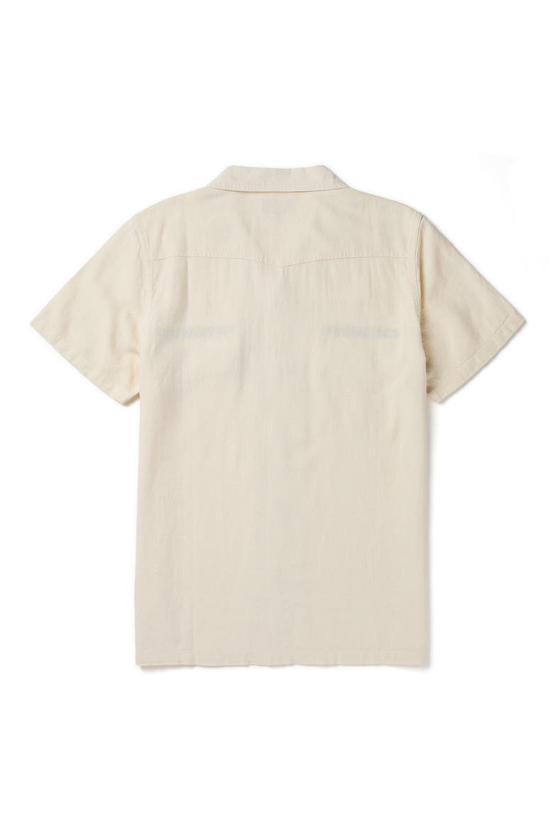 Whippersnapper Embroidered Short Sleeve Linen Blend Snap-Up Shirt, Alternate, color, WHITE WASH