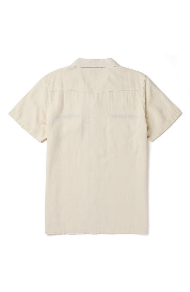 Seager Co Whippersnapper Embroidered Short Sleeve Linen Blend Snap-Up Shirt, Alternate, color, White Wash