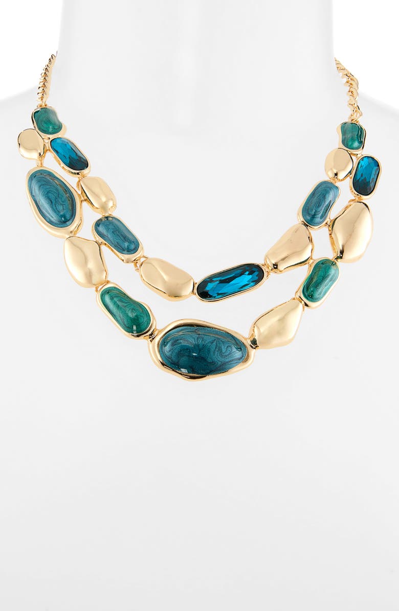Tasha Pebble Link Collar Necklace & Earrings Set, Alternate, color, Blue/ Emerald