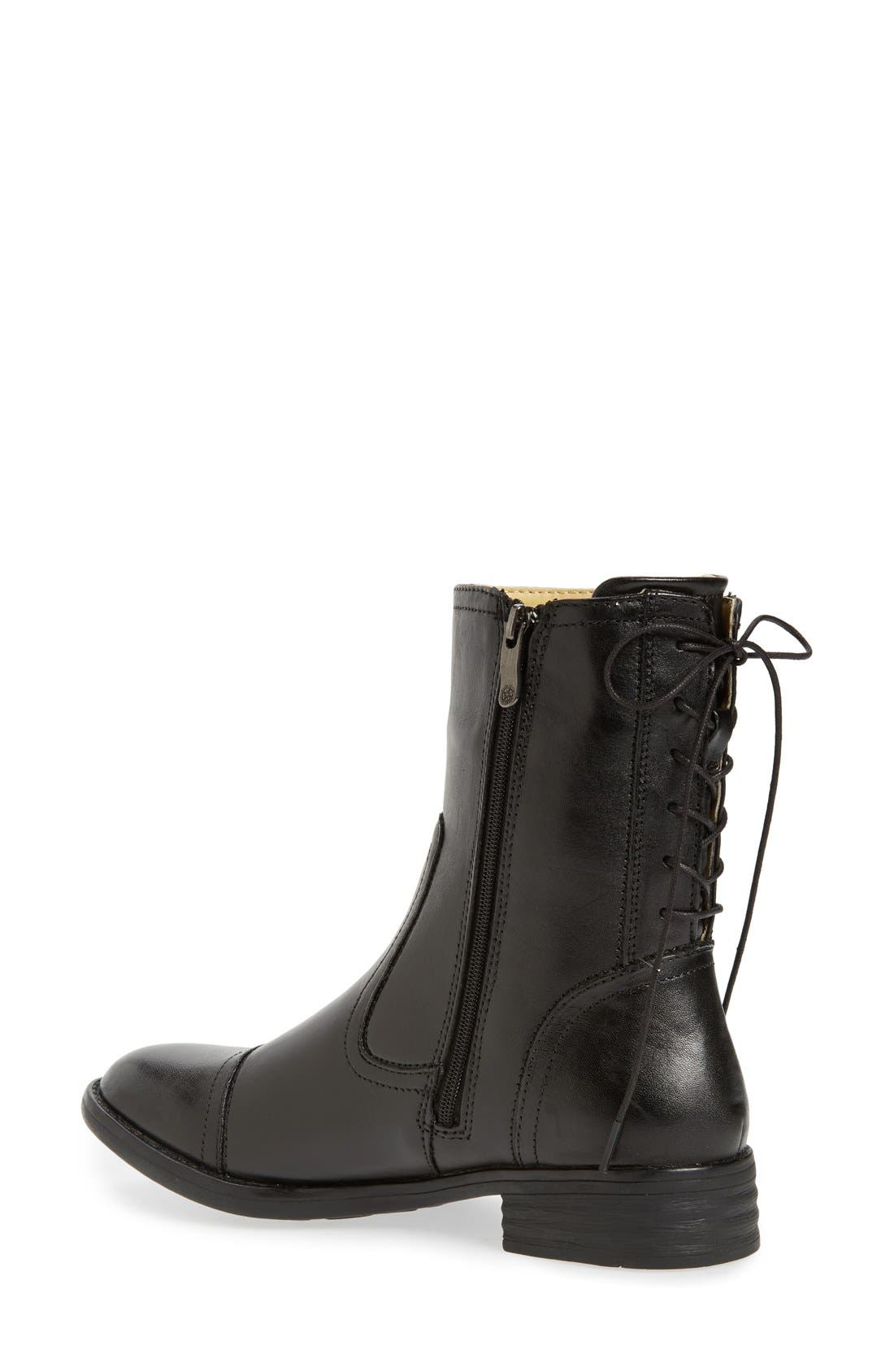 'Tapei' Lace Back Boot, Alternate, color, BLACK LEATHER