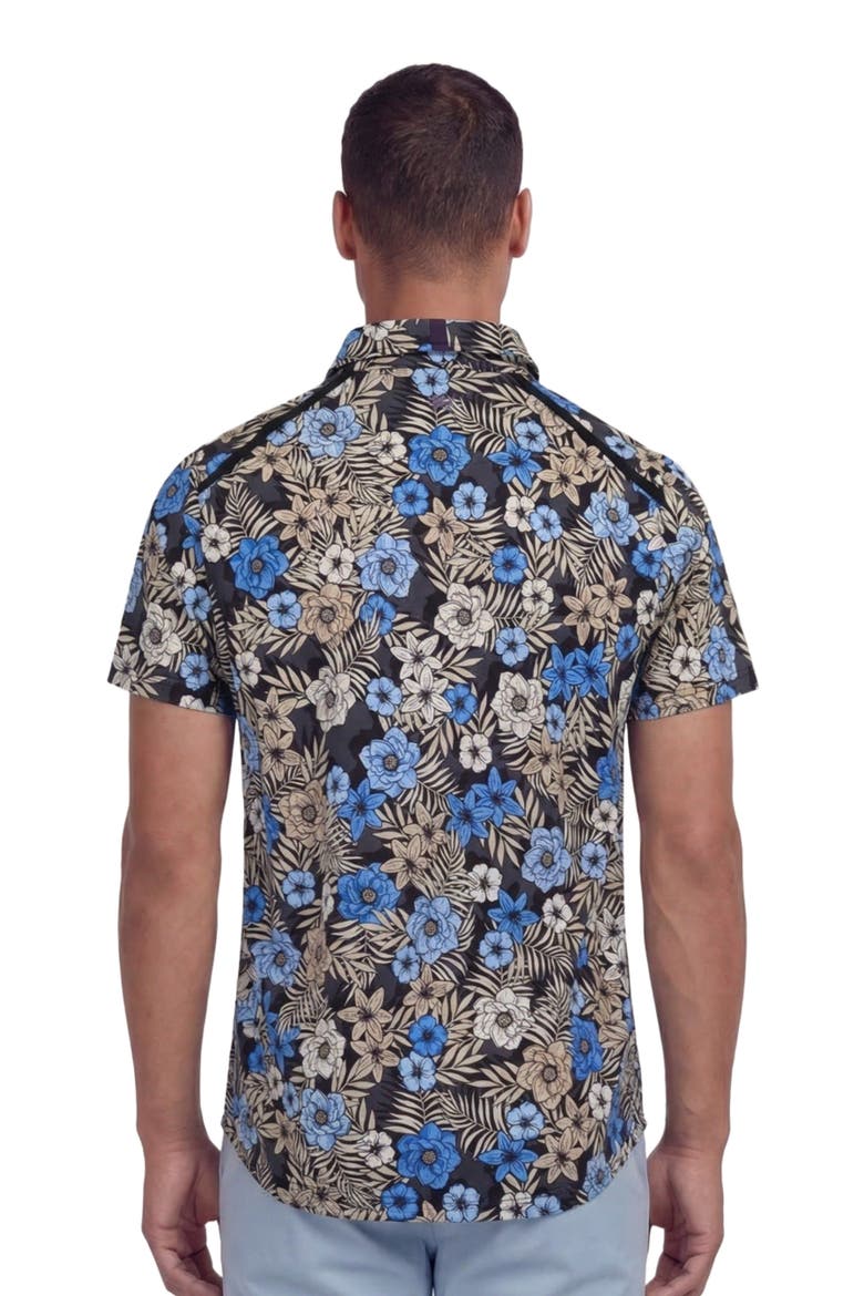 Tropical Mix Mens Knit Polo, Alternate, color, TROPICAL MIX BLACK