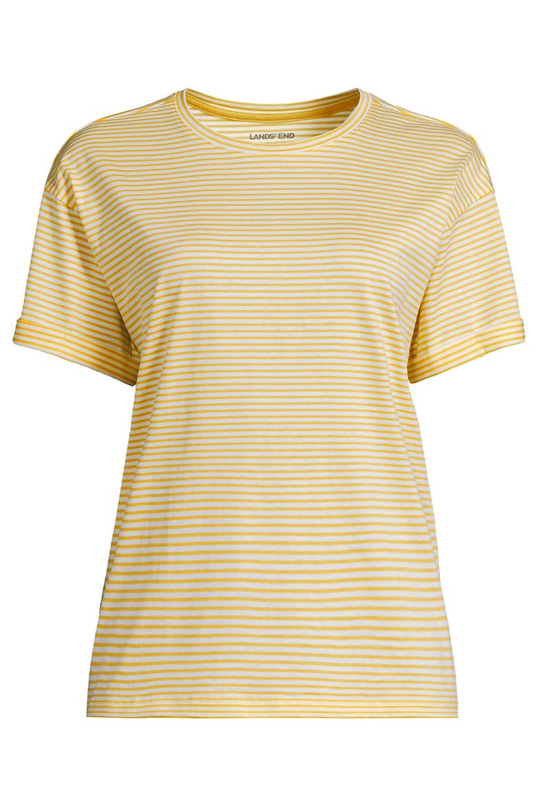 Oversized Supima Short Sleeve Crew Neck T-Shirt, Alternate, color, Goldenrod Micro Stripe