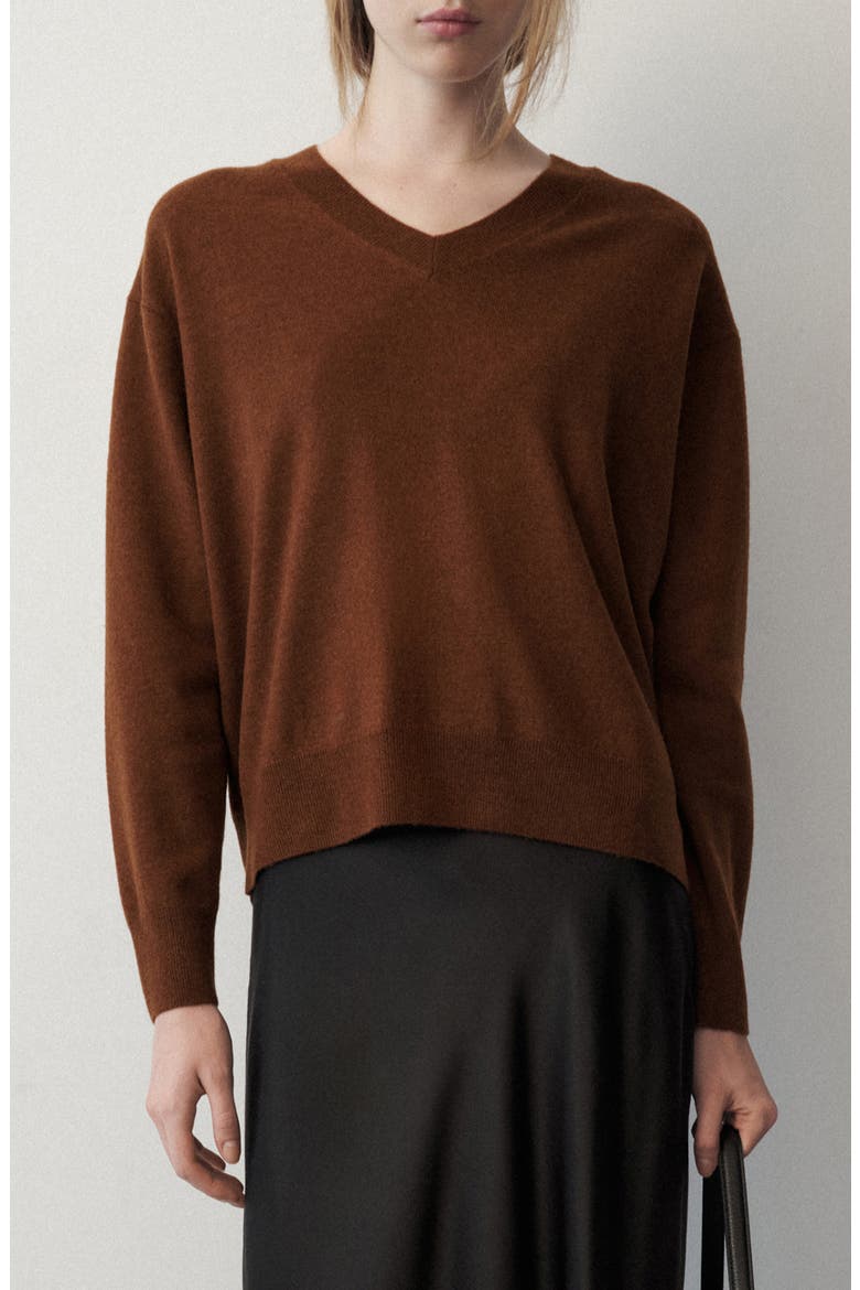 Wool V-Neck Sweater, Main, color, CARAMEL