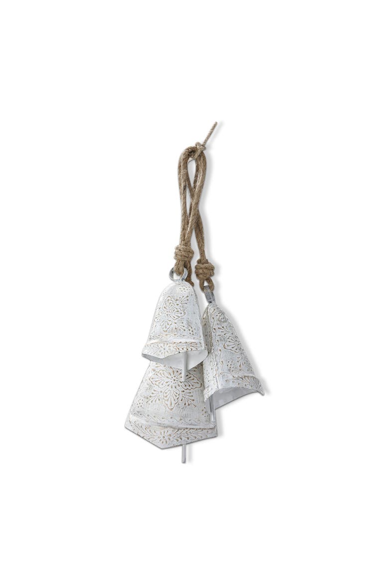 Balsam Bells Set of Three Decorative Iron Bells Antique White, Main, color, White