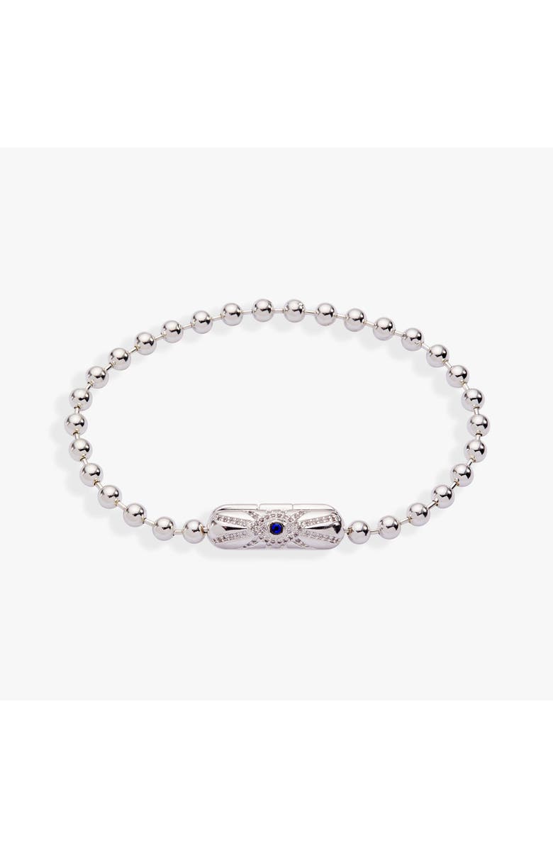 Alex and Ani Ball Chain Barrel Closure Bracelet with Evil Eye, Main, color, Silver