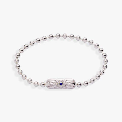 Ball Chain Barrel Closure Bracelet with Evil Eye